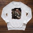 T-Rex Dinosaur Reading Books In Book Library Bookstore Raglan Sleeve Sweatshirt Heather Mustard