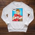 Tea Pop Art Comic Book Cartoon Tea Party Tea Lover Drinking Raglan Sleeve Sweatshirt Heather Mustard