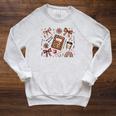 Teacher Coquette Bow Book First Day Of School Back To School Raglan Sleeve Sweatshirt Heather Mustard