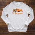 Tis The Season Fall Reading Books Football Pumpkin Apple Pie Raglan Sleeve Sweatshirt Heather Mustard