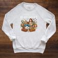 I Travel To Read Books Girls & Women Traveller Reader Raglan Sleeve Sweatshirt Heather Mustard