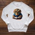 Triceratops Dinosaur Reading Book Nerd Raglan Sleeve Sweatshirt Heather Mustard Triceratops Dinosaur Reading Book Nerd Raglan Sleeve Sweatshirt Heather Mustard