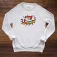 TSLA To The Moon Comic Book Style Splash Raglan Sleeve Sweatshirt Heather Mustard