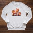 Turkey Reading Books Fall Thanksgiving Teacher Book Lovers Raglan Sleeve Sweatshirt Heather Mustard