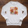 Turkey Reading Books Fall Thanksgiving Teacher Librarian Raglan Sleeve Sweatshirt Heather Mustard