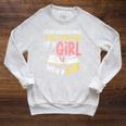 Never Underestimate Bookworm Girl Book Reader Reading Raglan Sleeve Sweatshirt Heather Mustard
