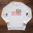Never Underestimate Power Of Girl With Book Bookworm Women Raglan Sleeve Sweatshirt Heather Mustard