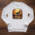 Unearth Story Summer Reading 2026 Dinosaurs Library Reading Raglan Sleeve Sweatshirt Heather Mustard