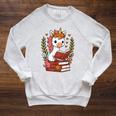 Unicorn Reading Book Graphic Unicorn With Book Floral Raglan Sleeve Sweatshirt Heather Mustard