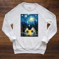 Van Gogh Starry Night Ghost Book Reading Camping Halloween Raglan Sleeve Sweatshirt Heather Mustard Van Gogh Starry Night Ghost Book Reading Camping Halloween Raglan Sleeve Sweatshirt Heather Mustard