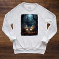 Vintage Boo Halloween Camping Reading Teacher Books Ghost Raglan Sleeve Sweatshirt Heather Mustard