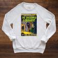 Vintage Horror Comic Book Cover Shadowed Library Zombie Raglan Sleeve Sweatshirt Heather Mustard