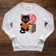 Vintage Japanese Cat Book Lovers Librarian Dad Teacher Raglan Sleeve Sweatshirt Heather Mustard Vintage Japanese Cat Book Lovers Librarian Dad Teacher Raglan Sleeve Sweatshirt Heather Mustard