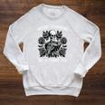 Weird Teachers Build Character Skeleton Reading Book Raglan Sleeve Sweatshirt Heather Mustard