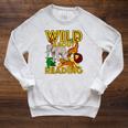 Wild About Reading Back To School Teacher Books Read Raglan Sleeve Sweatshirt Heather Mustard