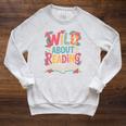 Wild About Reading Book Reading Library Writer Premium Tri-Blend Raglan Sleeve Sweatshirt Heather Mustard