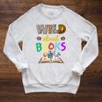 Wild About Reading Books Reader Bookworm Animals Book Lover Raglan Sleeve Sweatshirt Heather Mustard