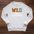 Wild About Reading Books Reader Lover Animals Leopard Zebra Raglan Sleeve Sweatshirt Heather Mustard Wild About Reading Books Reader Lover Animals Leopard Zebra Raglan Sleeve Sweatshirt Heather Mustard