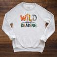 Wild About Reading Library Day Reading Books And Bookworm Raglan Sleeve Sweatshirt Heather Mustard