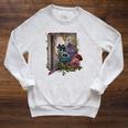 Wildflower Summer Floral Book Horror Gothic Graphic Raglan Sleeve Sweatshirt Heather Mustard