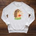 Wildlife Forest Animal Book Reading Bookworm Hedgehog Raglan Sleeve Sweatshirt Heather Mustard