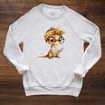Women's Baby Lizard Small Book Reading Reptile Graphic Portrait Raglan Sleeve Sweatshirt Heather Mustard