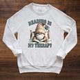 Women's Book Reader Accessories For Teacher Reading Is My Therapy Raglan Sleeve Sweatshirt Heather Mustard