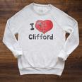 Women's Clifford The Big Red Dog I Heart Clifford Childrens Books Raglan Sleeve Sweatshirt Heather Mustard