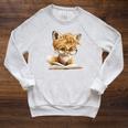 Women's Cute Fox Reading Book Lover Animal Graphic Baby Portrait Raglan Sleeve Sweatshirt Heather Mustard Women's Cute Fox Reading Book Lover Animal Graphic Baby Portrait Raglan Sleeve Sweatshirt Heather Mustard