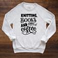 Women's Knitting Books And Coffee Knitter Reader Coffee Lover Raglan Sleeve Sweatshirt Heather Mustard