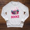 Women's I Lift So I Can Carry More Books Reader Gym Bookworm Raglan Sleeve Sweatshirt Heather Mustard