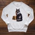 Women's Smokey Maine Coon Cat Book Lover Raglan Sleeve Sweatshirt Heather Mustard Women's Smokey Maine Coon Cat Book Lover Raglan Sleeve Sweatshirt Heather Mustard