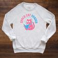Women's Space CAT Reader Pink Helmet Blue Book Nerd Galaxy Kitty Raglan Sleeve Sweatshirt Heather Mustard
