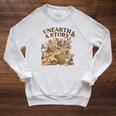 Women's Unearth A Story Summer Reading 2026 Flower Butterfly Book Raglan Sleeve Sweatshirt Heather Mustard