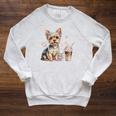 Yorkie Dog Moms Iced Coffee And Books Yorkshire Terrier Raglan Sleeve Sweatshirt Heather Mustard