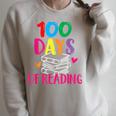 100 Days Of School Reading English Teacher Books Stack Raglan Sleeve Sweatshirt Heather Forest