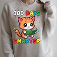 100 Days Smarter Happy Cute Cat Reading A Book Raglan Sleeve Sweatshirt Heather Forest 100 Days Smarter Happy Cute Cat Reading A Book Raglan Sleeve Sweatshirt Heather Forest