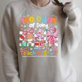 100th Day Of School Teacher 100 Days Coffee Books Raglan Sleeve Sweatshirt Heather Forest
