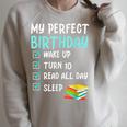 10th Perfect Birthday Reading 10 Years Old Book Lover Raglan Sleeve Sweatshirt Heather Forest 10th Perfect Birthday Reading 10 Years Old Book Lover Raglan Sleeve Sweatshirt Heather Forest