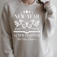 12 New Chapters 365 New Chances Book Reading 2026 New Year Raglan Sleeve Sweatshirt Heather Forest