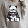1st Grade Back To School Panda Book Reader Teacher Heart Raglan Sleeve Sweatshirt Heather Forest