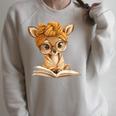 Adorable Fawn Reading Book Lover With Raglan Sleeve Sweatshirt Heather Forest Adorable Fawn Reading Book Lover With Raglan Sleeve Sweatshirt Heather Forest