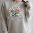 Adorable Floral Good Day To Read A Book Library Lover Raglan Sleeve Sweatshirt Heather Forest