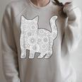 Adult Coloring Book CAT Mandala Flowers T-Shirt Raglan Sleeve Sweatshirt Heather Forest