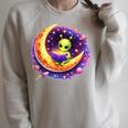 Alien Reading Book UFO Moon Space Astronomy Raglan Sleeve Sweatshirt Heather Forest