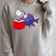 Anglerfish Reading Book Raglan Sleeve Sweatshirt Heather Forest