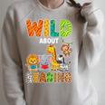 Animal Print For Boys Girls Kids Wild About Reading Books Raglan Sleeve Sweatshirt Heather Forest Animal Print For Boys Girls Kids Wild About Reading Books Raglan Sleeve Sweatshirt Heather Forest