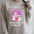 Anime Shirt Cat Lover Book Lover Reading Anime Lover Raglan Sleeve Sweatshirt Heather Forest