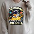 Astronaut Reading Book Lover Space For Men Women Kid Raglan Sleeve Sweatshirt Heather Forest Astronaut Reading Book Lover Space For Men Women Kid Raglan Sleeve Sweatshirt Heather Forest