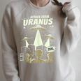 Attack From Uranus Retro Space Alien UFO Comic Book Raglan Sleeve Sweatshirt Heather Forest